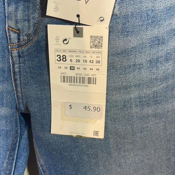 Zara Women's Mid Rise Skinny Fit Stretch Ankle Jeans size 6 - Picture 2 of 6
